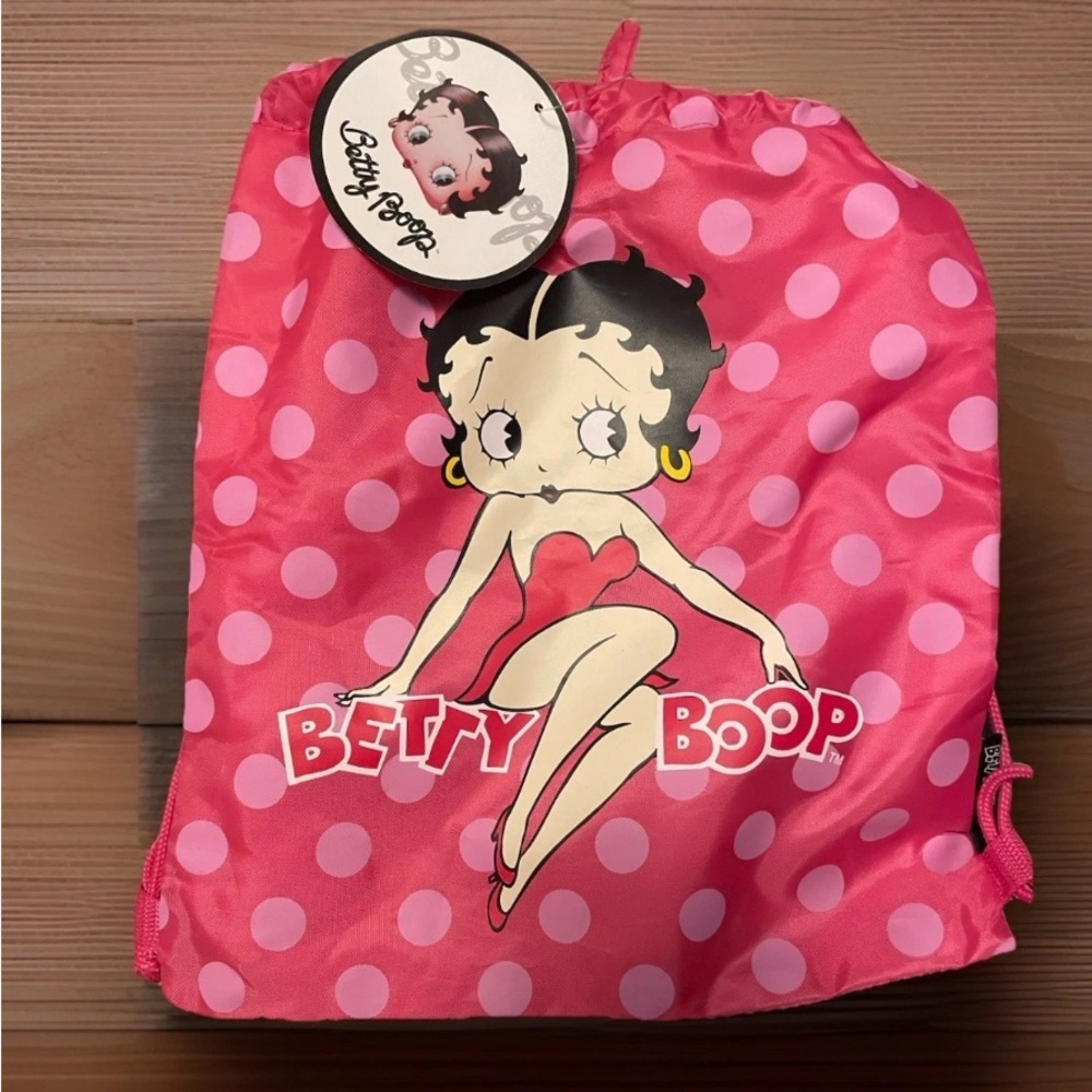 Betty Boop Pink Polka Dot Drawstring Bag